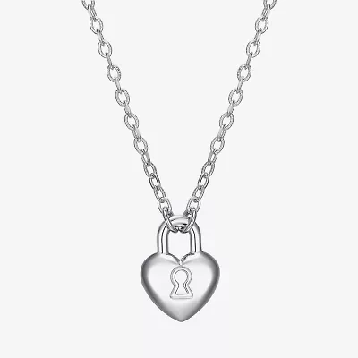 Womens Sterling Silver Heart 18 Inch Pendant Necklace