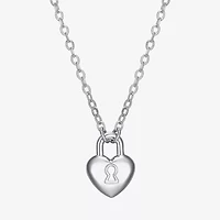 Womens Sterling Silver Heart 18 Inch Pendant Necklace