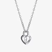 Womens Sterling Silver Heart 18 Inch Pendant Necklace