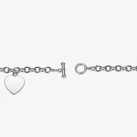 Womens Sterling Silver Heart Charm Bracelet