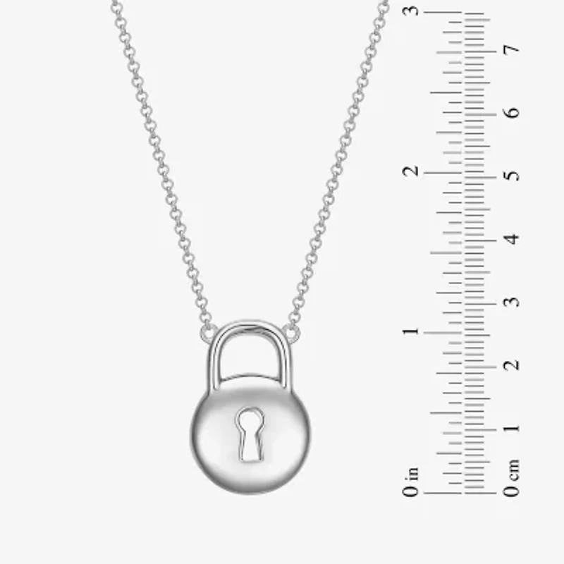 Womens Sterling Silver Round 18 Inch Pendant Necklace