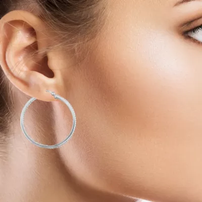 Sterling Silver Crystal In/Out Hoop Earrings