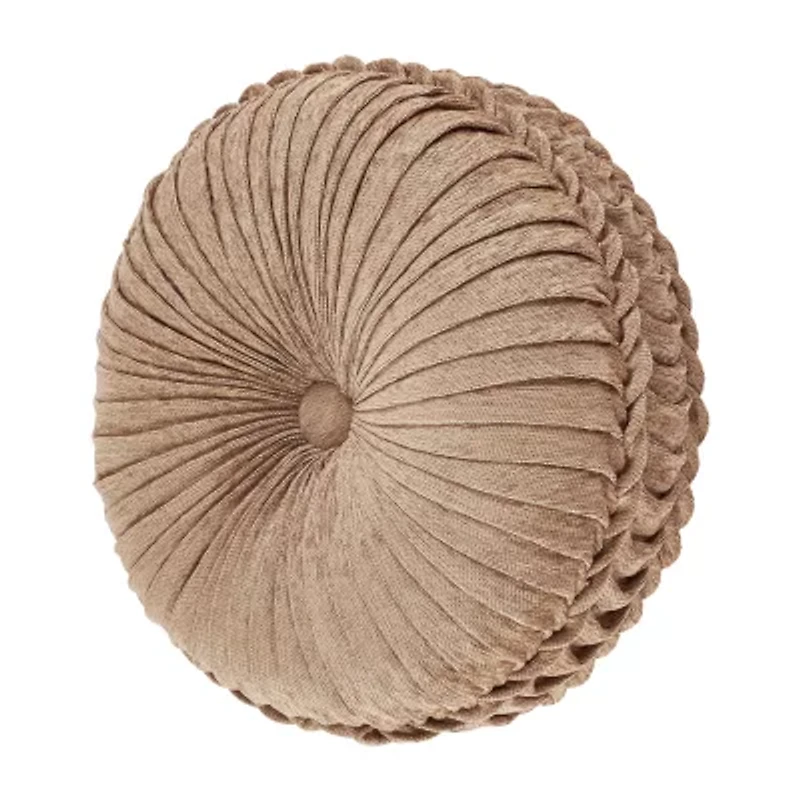 Queen Street Lakeview Beige Tufted Round Throw Pillow