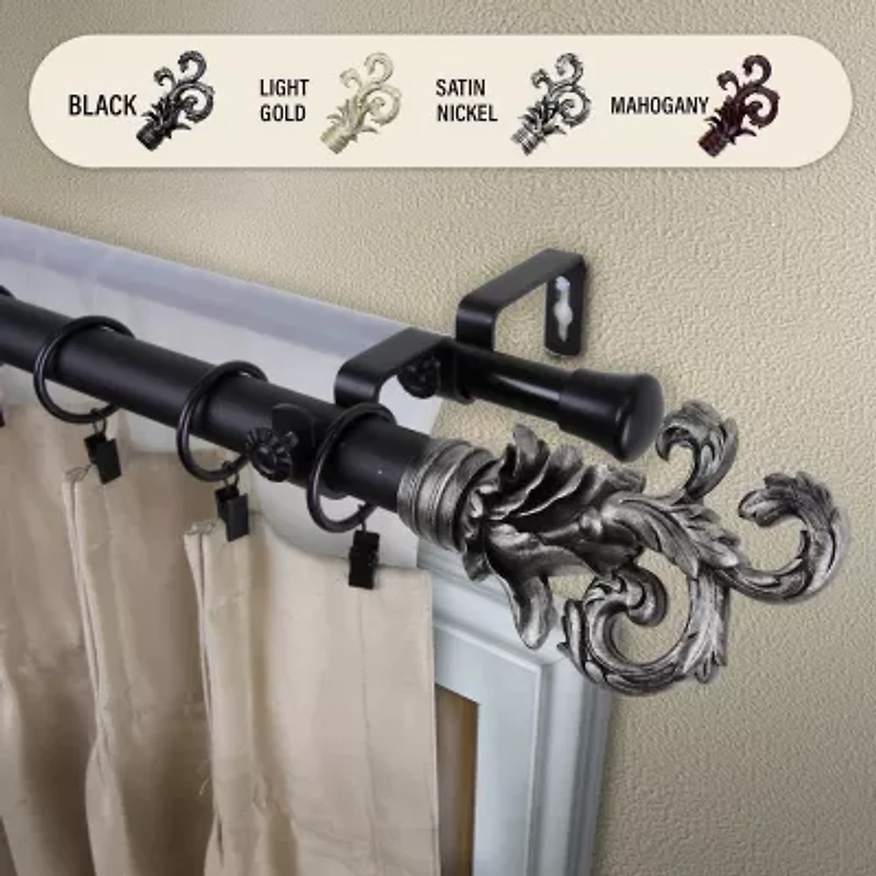 Rod Desyne Plume 1" Adjustable Double Curtain