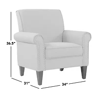 Jean Traditional Rolled Arm Accent Chair with Pewter Nailheads Tweed