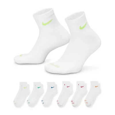 Nike Everyday Plus Cushioned Unisex Adult Breathable Multi-Pack 6 Pair Quarter Ankle Socks