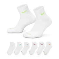 Nike Everyday Plus Cushioned Unisex Adult Breathable Multi-Pack 6 Pair Quarter Ankle Socks
