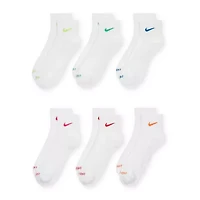 Nike Everyday Plus Cushioned Unisex Adult Breathable Multi-Pack 6 Pair Quarter Ankle Socks
