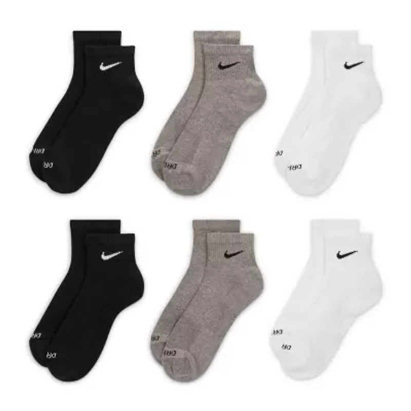 Nike Everyday Plus Cushioned Unisex Adult Breathable Multi-Pack Pair Quarter Ankle Socks
