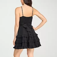 Trixxi Womens Sleeveless Floral Juniors Fit + Flare Dress