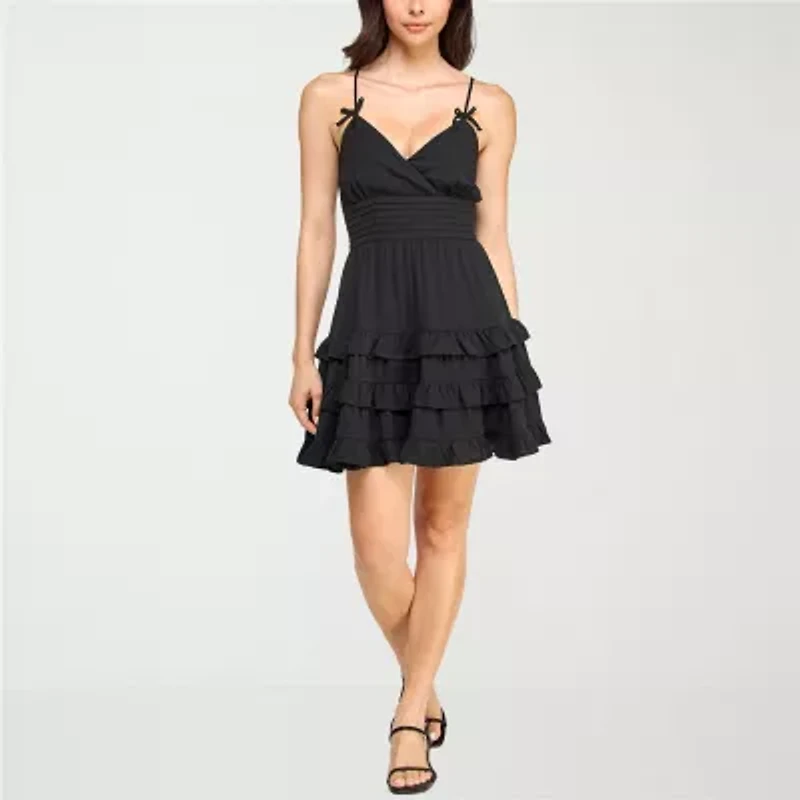 Trixxi Womens Sleeveless Floral Juniors Fit + Flare Dress