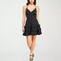Trixxi Womens Sleeveless Floral Juniors Fit + Flare Dress