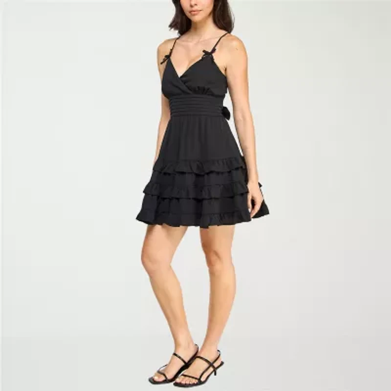 Trixxi Womens Sleeveless Floral Juniors Fit + Flare Dress