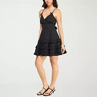 Trixxi Womens Sleeveless Floral Juniors Fit + Flare Dress