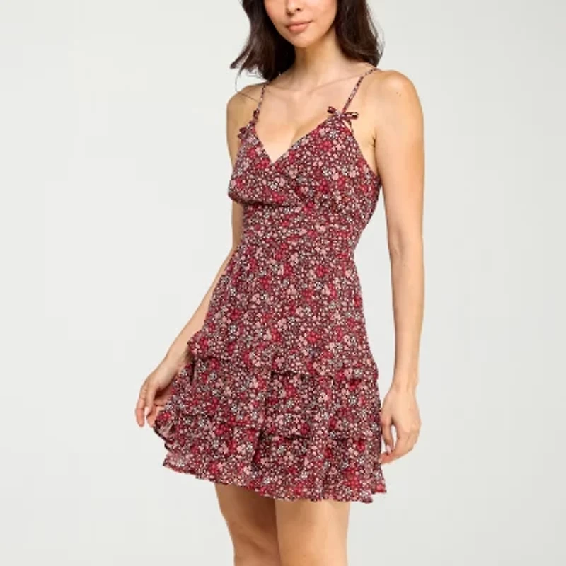 Trixxi Womens Juniors Sleeveless Floral Fit + Flare Dress