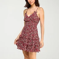 Trixxi Womens Sleeveless Floral Fit + Flare Dress Juniors