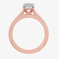 (G / Vs2-Si1) Womens 1 1/2 CT. T.W. Lab Grown White Diamond 10K Rose Gold Rectangular Side Stone Bridal Set
