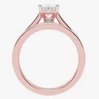 (G / Vs2-Si1) Womens 1 1/2 CT. T.W. Lab Grown White Diamond 10K Rose Gold Oval Side Stone Bridal Set