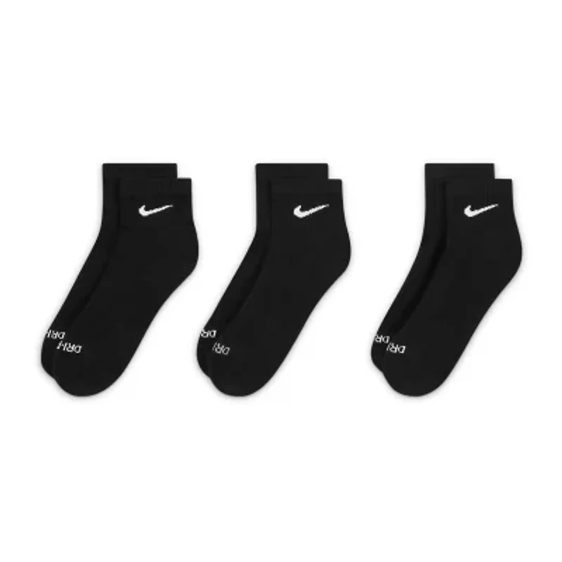 Nike Everyday Plus Cushioned Unisex Adult Breathable Multi-Pack 3 Pair Quarter Ankle Socks