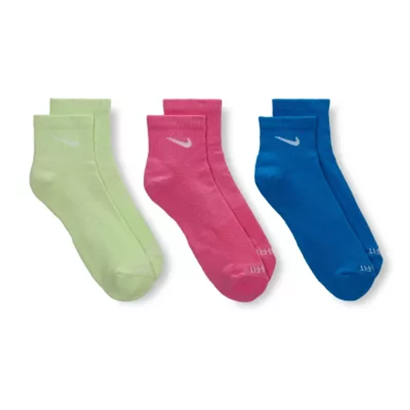 Nike Everyday Plus Cushioned Unisex Adult Breathable Multi-Pack Pair Quarter Ankle Socks
