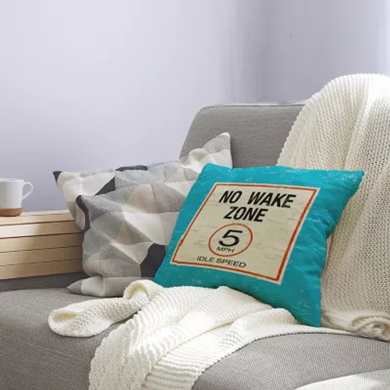 No Wake Square Throw Pillow
