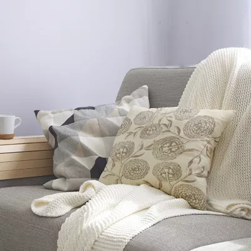 Antique Flowers Square Throw Pillow