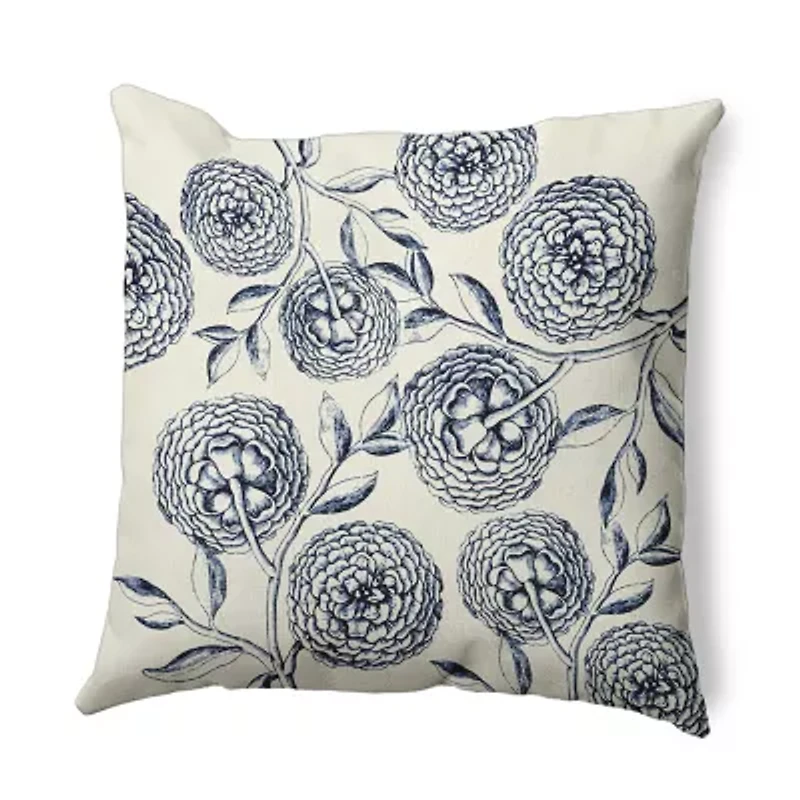 Antique Flowers Square Throw Pillow