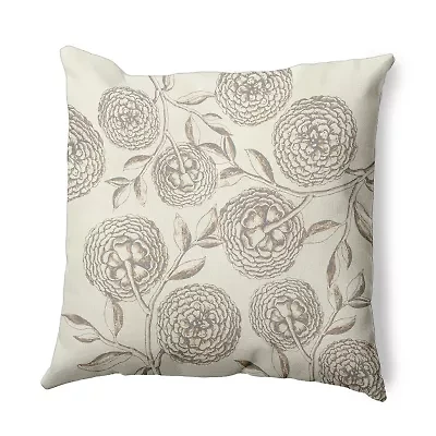 Antique Flowers Square Throw Pillow