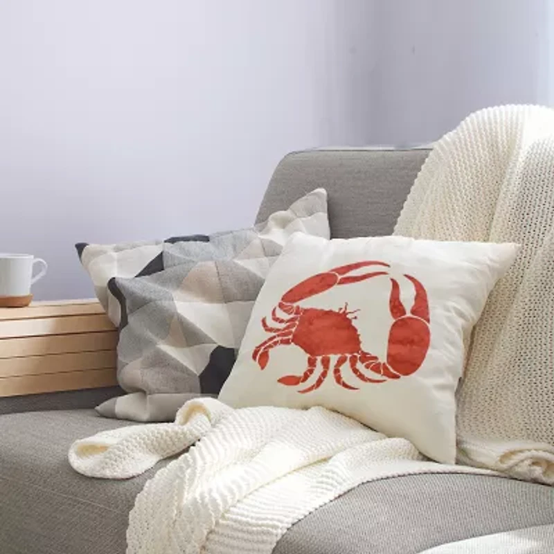 Crab Square Throw Pillow
