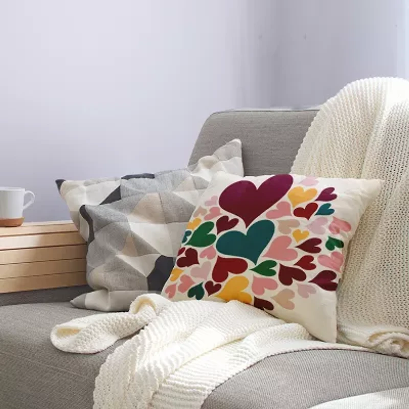 Hearts All Around Square Throw Pillow