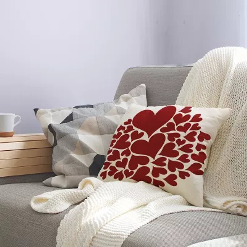 Hearts All Around Square Throw Pillow