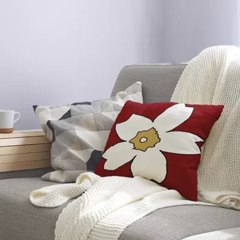 Big Flower Square Throw Pillow