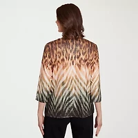 Alfred Dunner Classics Womens Crew Neck 3/4 Sleeve T-Shirt