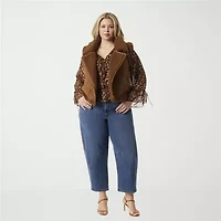JS Jessica Simpson Womens Plus Faux Fur Shearling Midweight Vest