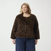 JS Jessica Simpson Womens Faux Shearling Heavyweight Plus Coat