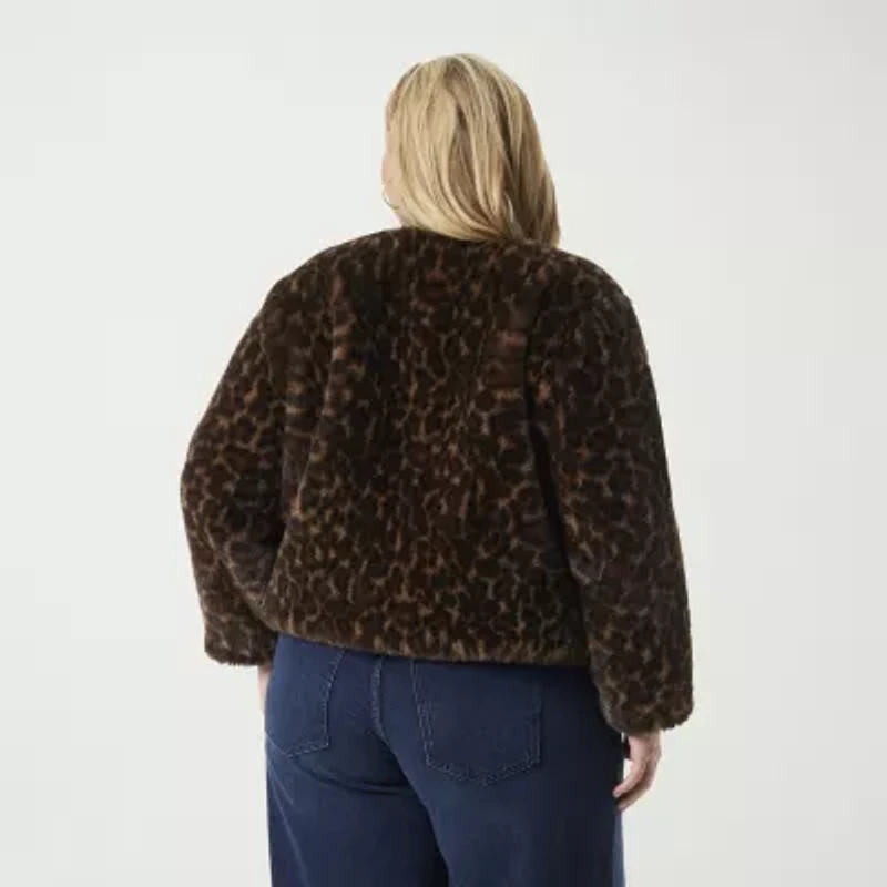 JS Jessica Simpson Womens Faux Shearling Heavyweight Plus Coat