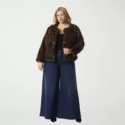 JS Jessica Simpson Womens Faux Shearling Heavyweight Plus Coat