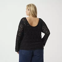 JS Jessica Simpson Plus Womens Round Neck Long Sleeve Pullover Sweater