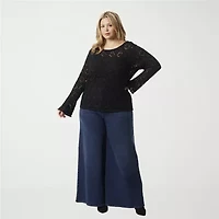 JS Jessica Simpson Plus Womens Round Neck Long Sleeve Pullover Sweater