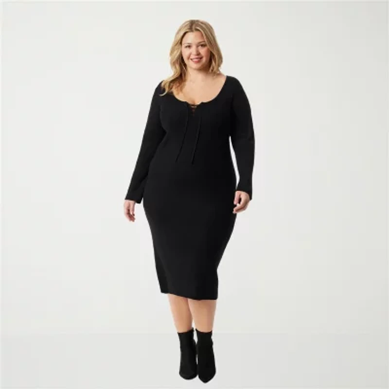 JS Jessica Simpson Womens Plus Long Sleeve Maxi Dress