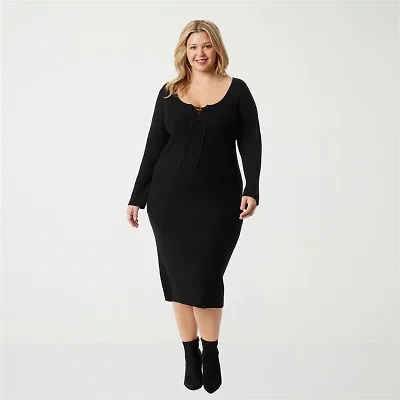 JS Jessica Simpson Womens Plus Long Sleeve Maxi Dress