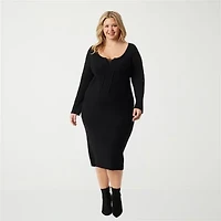 JS Jessica Simpson Womens Plus Long Sleeve Maxi Dress