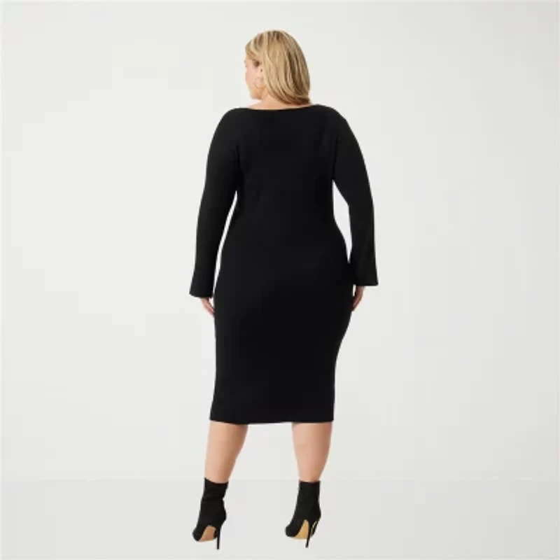 JS Jessica Simpson Womens Plus Long Sleeve Maxi Dress