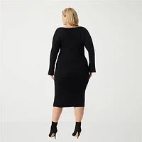JS Jessica Simpson Womens Plus Long Sleeve Maxi Dress
