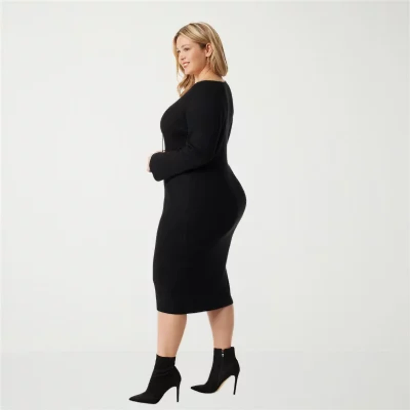 JS Jessica Simpson Womens Plus Long Sleeve Maxi Dress