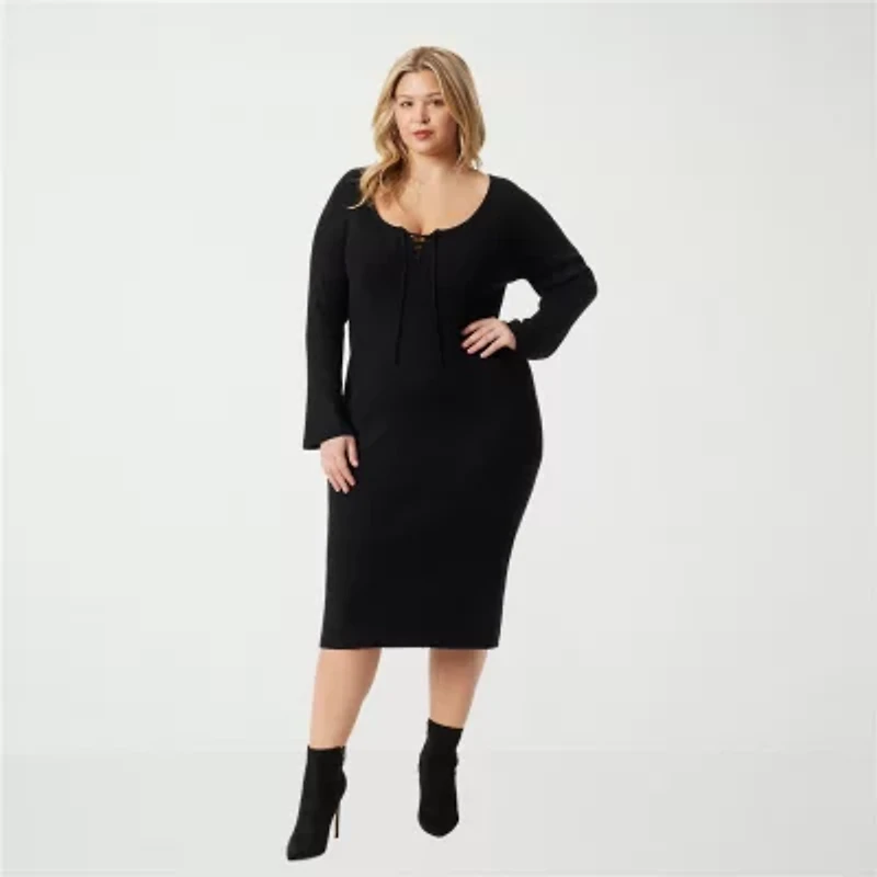 JS Jessica Simpson Womens Plus Long Sleeve Maxi Dress