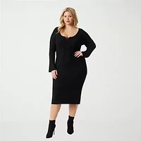 JS Jessica Simpson Womens Plus Long Sleeve Maxi Dress