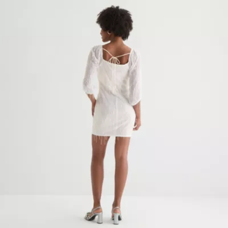 Secret Charm Womens Juniors Long Sleeve Bodycon Dress