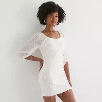 Secret Charm Womens Juniors Long Sleeve Bodycon Dress