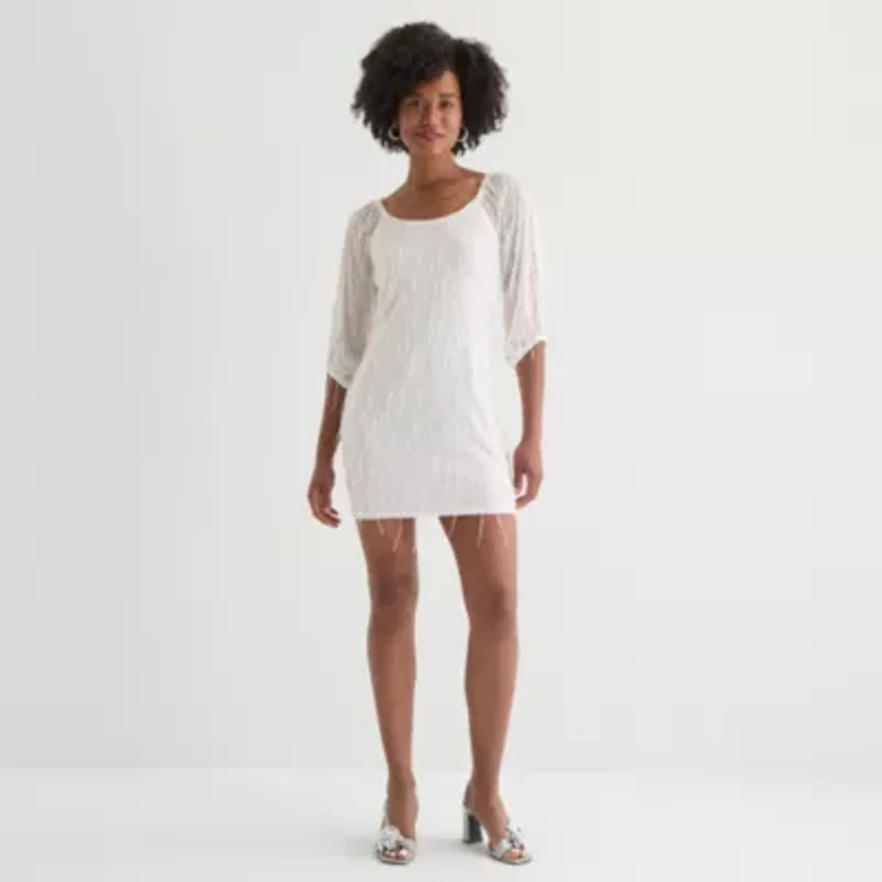 Secret Charm Womens Juniors Long Sleeve Bodycon Dress